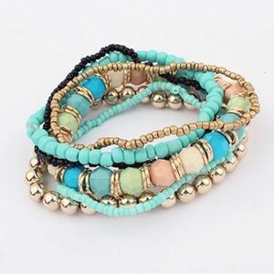 Brand 🆕 7pc Multi-Layer Charm Beaded Boho Bracelet Set